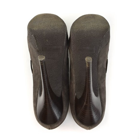 YSL: Brown, Suede Leather Platform Loafer Heels - Picture 10 of 11